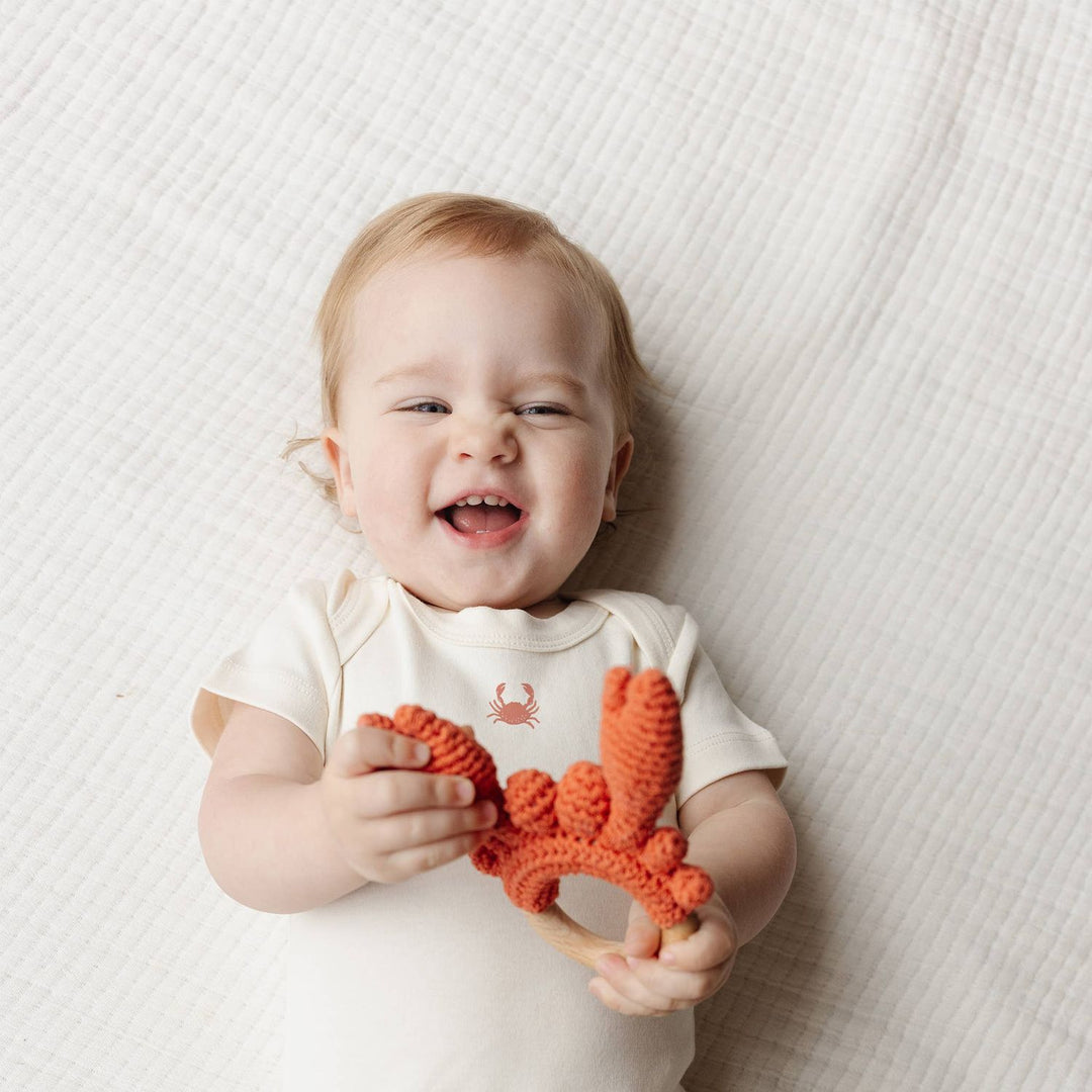 Teether Crab Crocheted Cotton Baby Gift Coastal Summer Beach Teether The Blueberry Hill