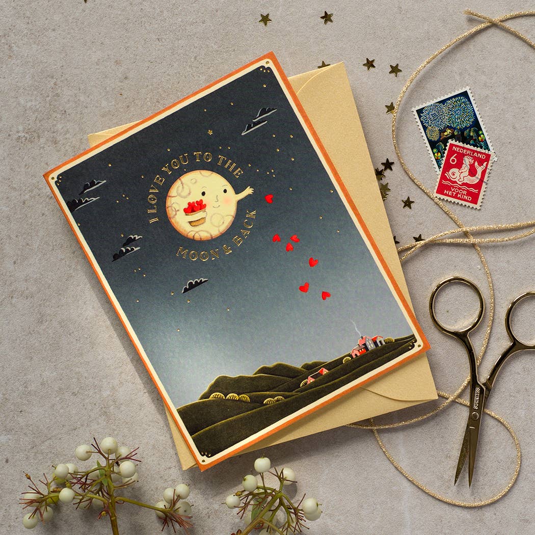 Moon and Back Love Greeting Card Greeting Card JooJoo Paper