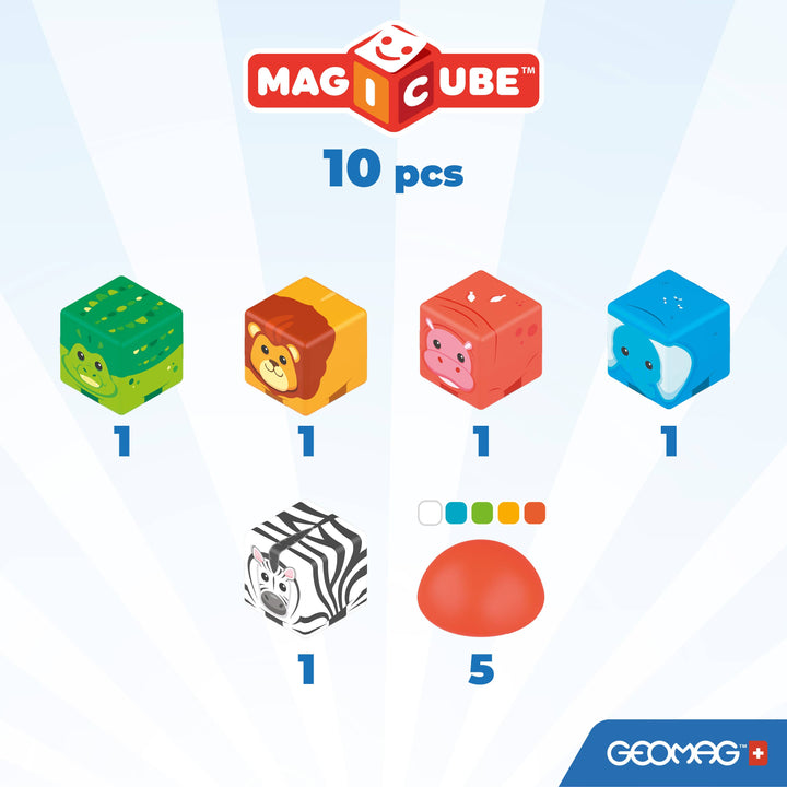 Geomag™ Magicube Safari Stacking – 10 Piece Magnetic Blocks