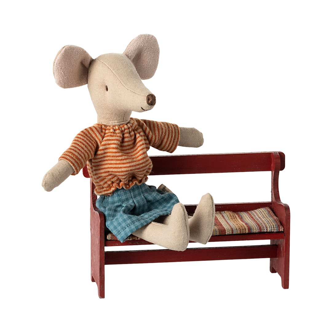 Maileg Bench, Mouse - Red Mouse House furniture Maileg