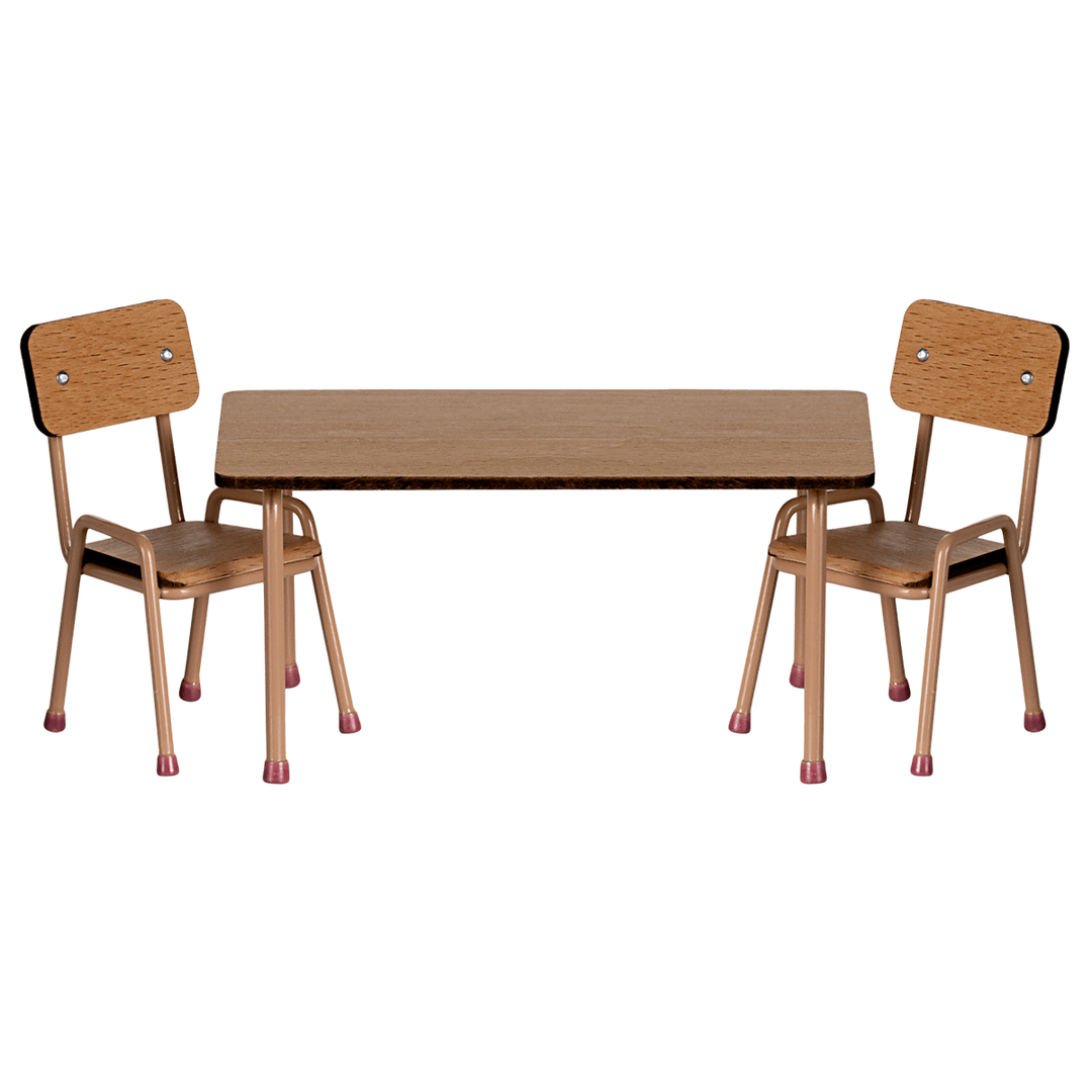 Maileg Table and chair set, Mouse - Dark powder Mouse House furniture Maileg