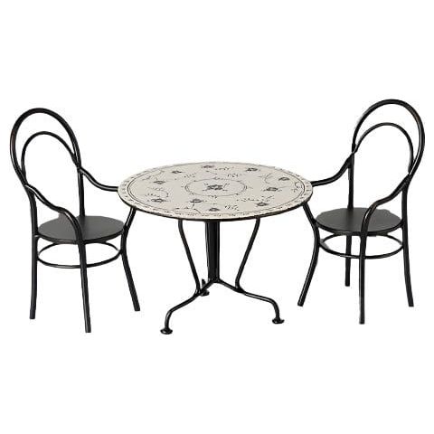 Maileg Dining table, Set with 2 chairs Miniature Dollhouse Furniture Maileg