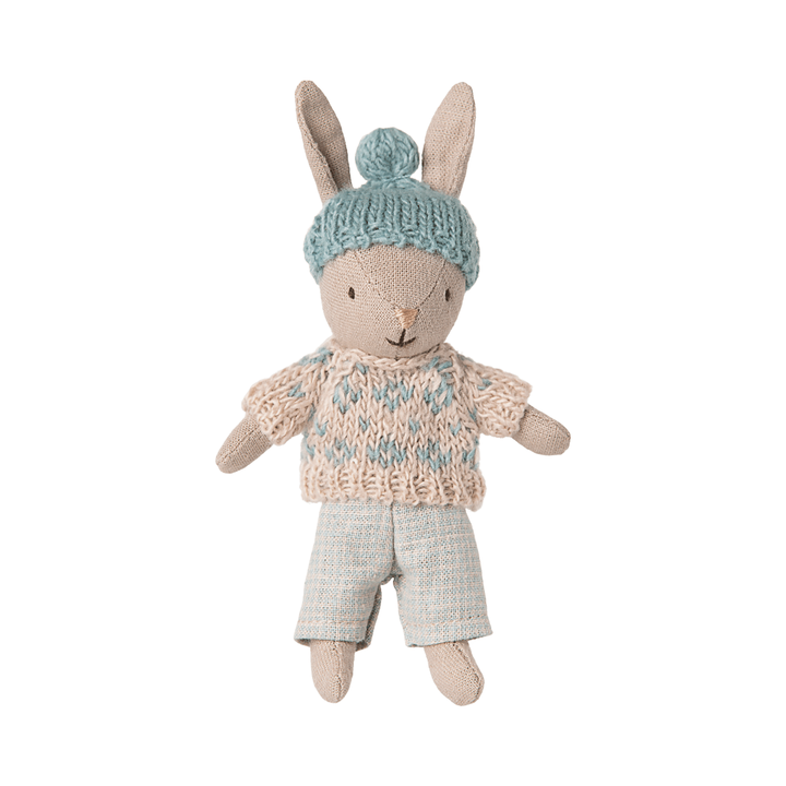 Maileg Winter rabbit, Micro - Sand - Mint Rabbits &amp; Bunnies Maileg