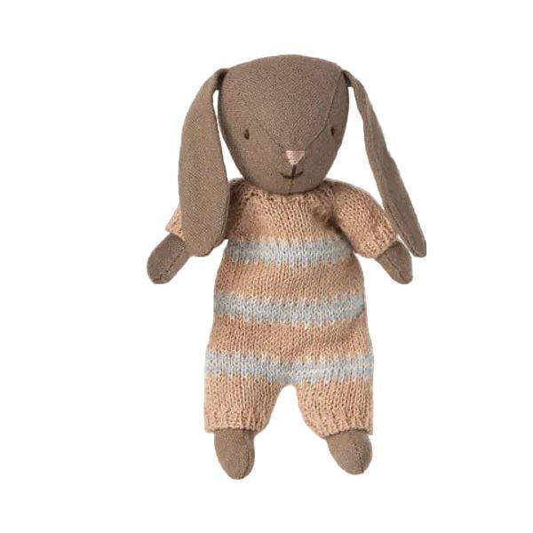 Maileg Bunny Micro-Brown, Dusty Rose Knitted Suit Rabbits &amp; Bunnies Maileg