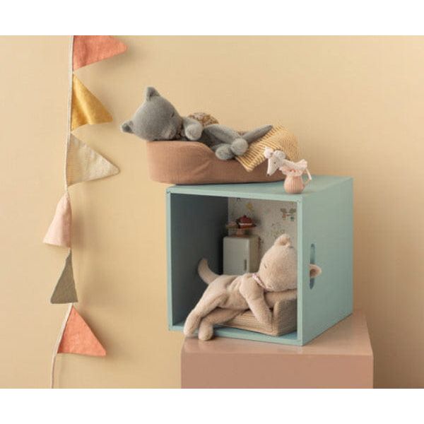 Maileg Sleeping Kitten Plush, Small- Cream Peach Dolls &amp; Plush Toys Maileg