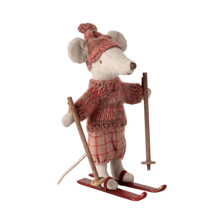 Maileg Winter Mouse with Ski Set Big Sister, Rose Mice Maileg