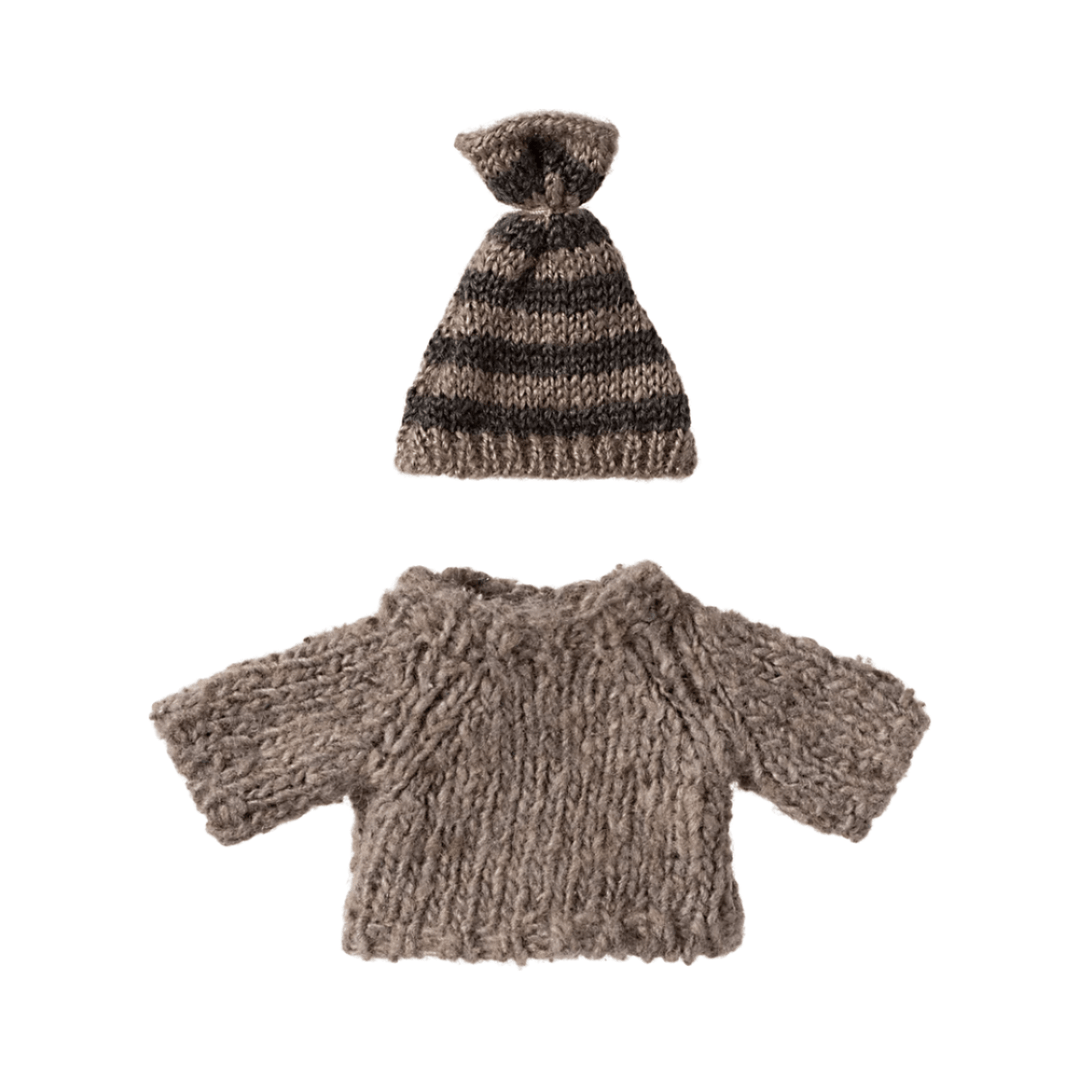 Maileg Knitted Sweater and hat, Big brother mouse Mice Clothing Maileg