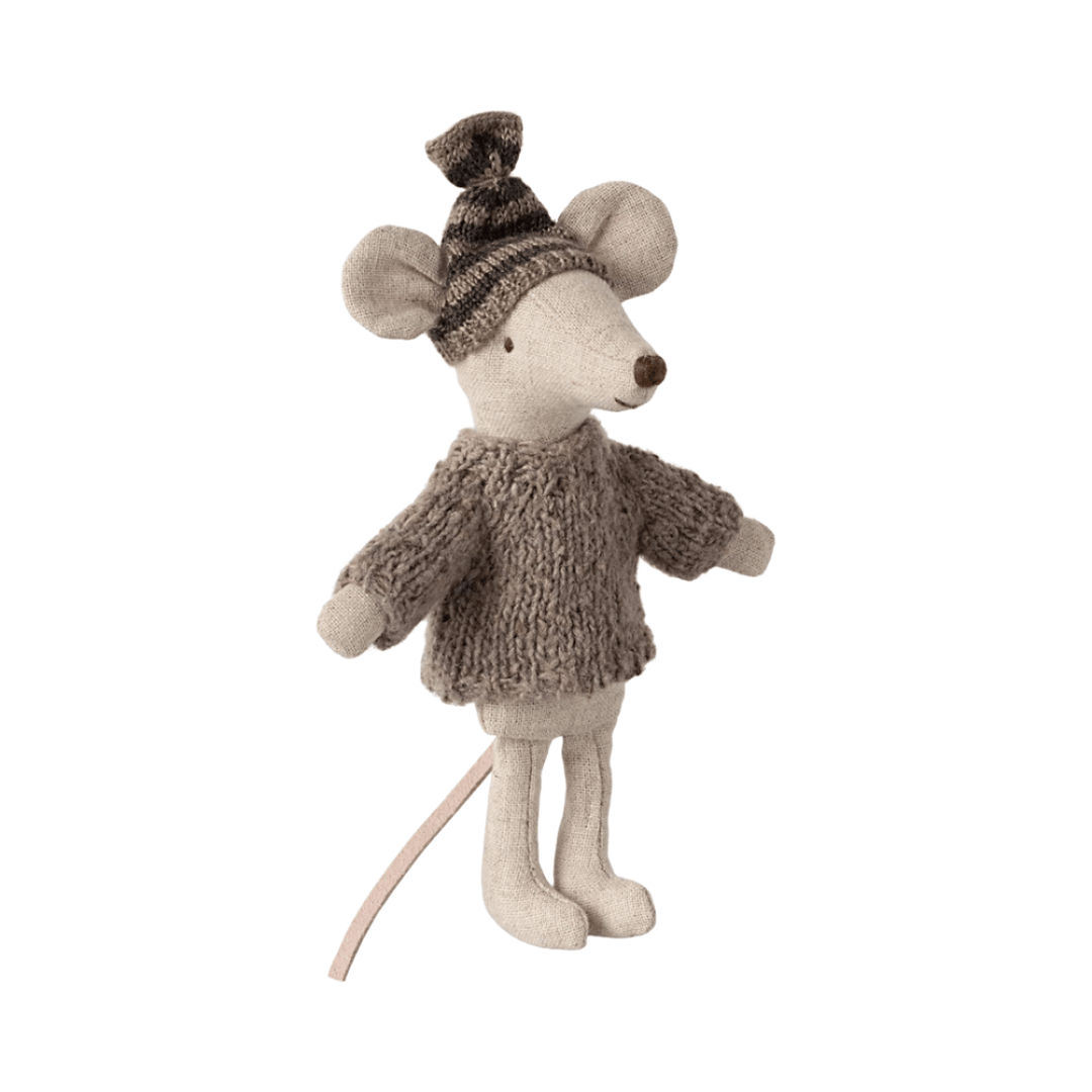 Maileg Knitted Sweater and hat, Big brother mouse Mice Clothing Maileg