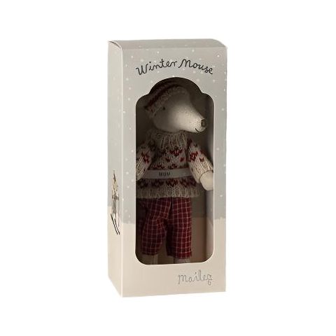 Maileg Winter Mouse with Ski Set Mum - Red Mice Maileg