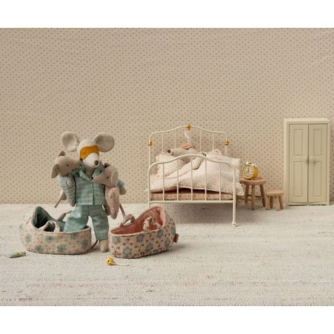 Maileg Baby Mouse in Carry Cot - Rose Mice Maileg