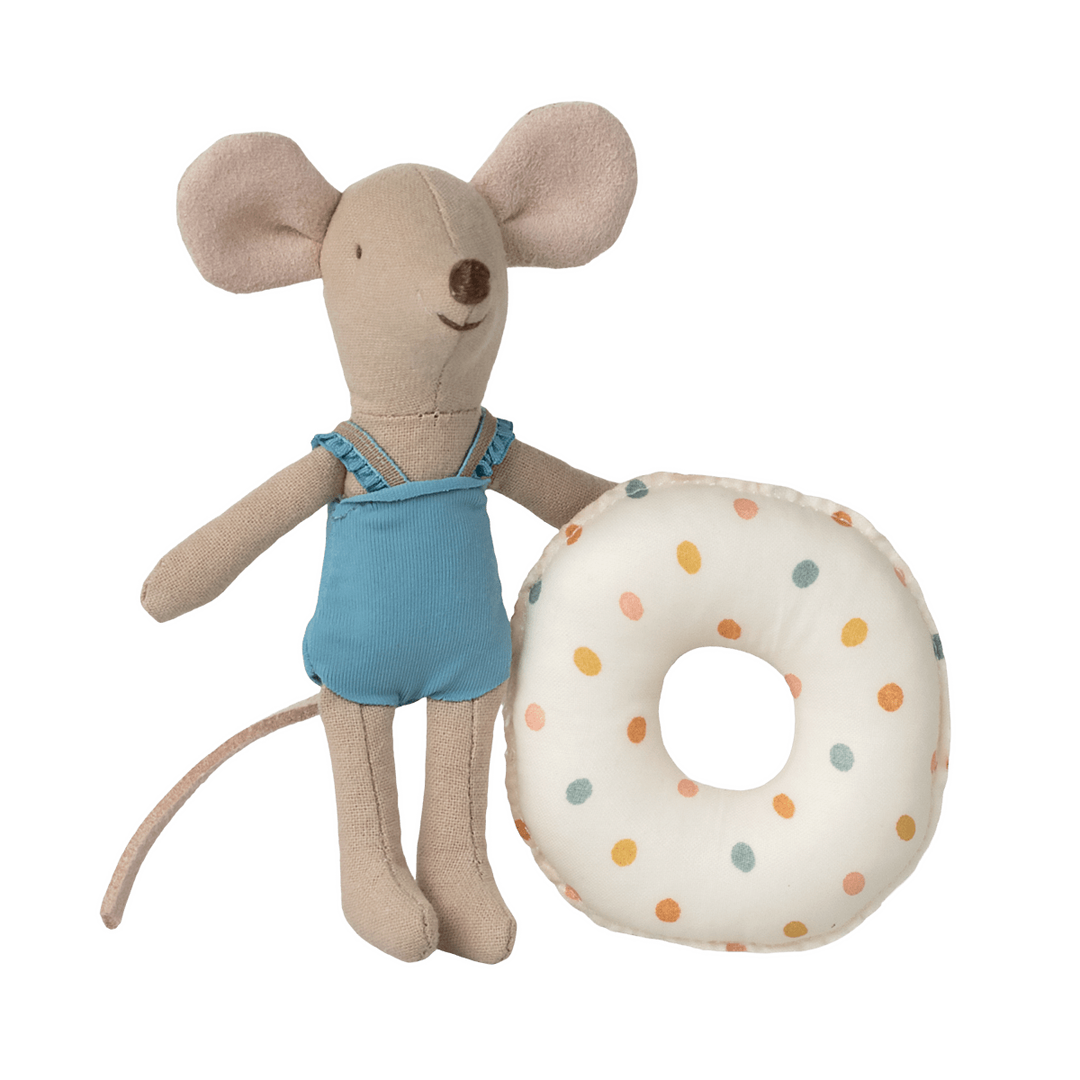 Maileg Beach mouse with float, Little sister - Multi dot Mice Maileg