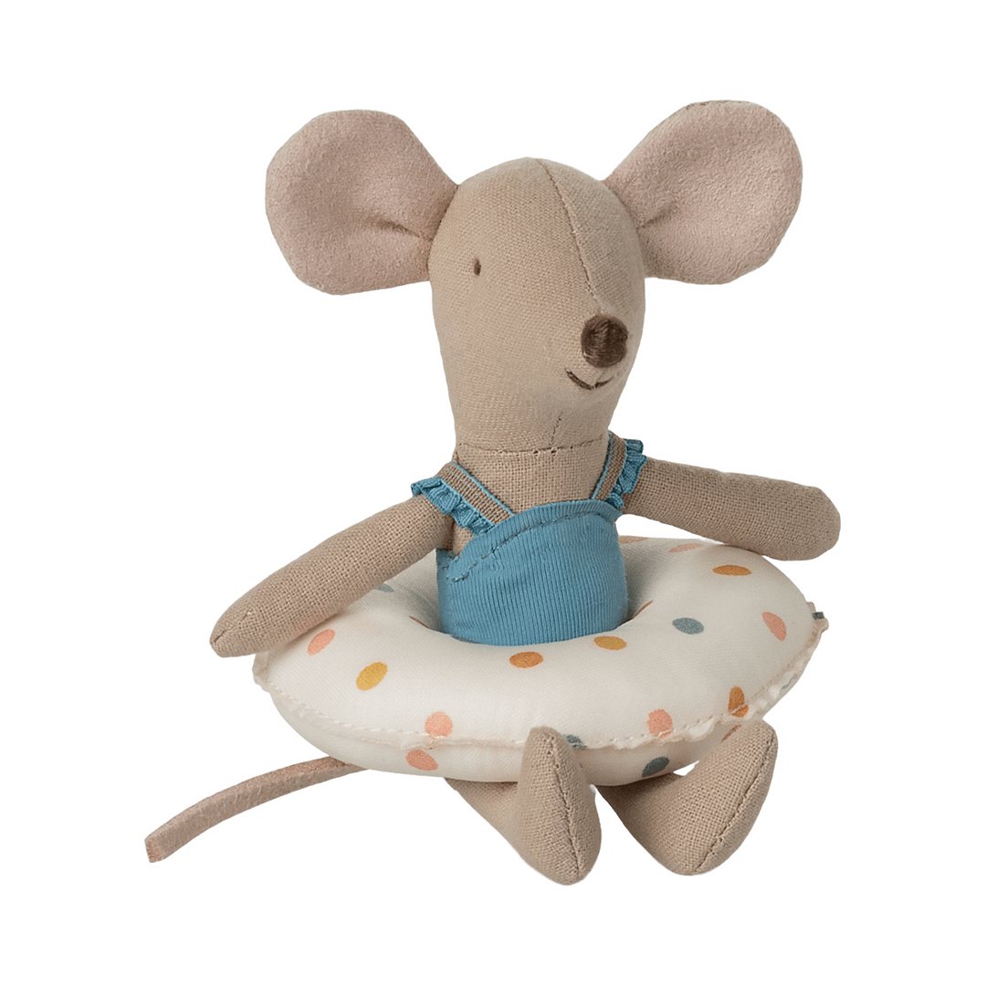 Maileg Beach mouse with float, Little sister - Multi dot Mice Maileg