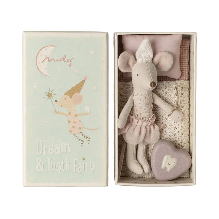 Maileg Tooth Fairy Mouse, Little Sister in Matchbox Mice Maileg