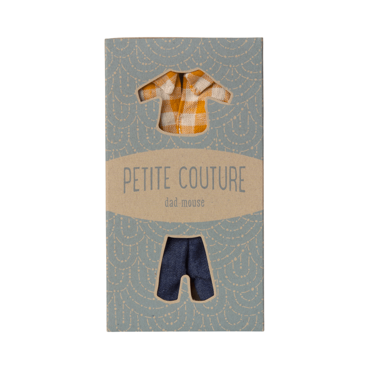 Maileg Yellow checked shirt and pants, Dad mouse Mice Clothing Maileg