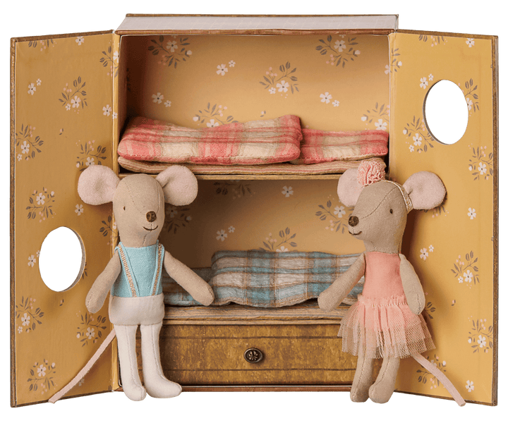 Maileg Ballet mice in dance studio, Little sister and brother