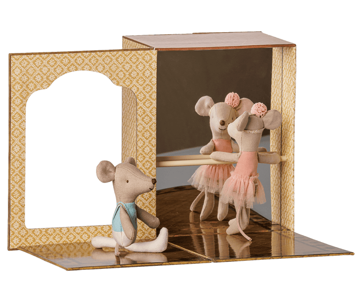 Maileg Ballet mice in dance studio, Little sister and brother