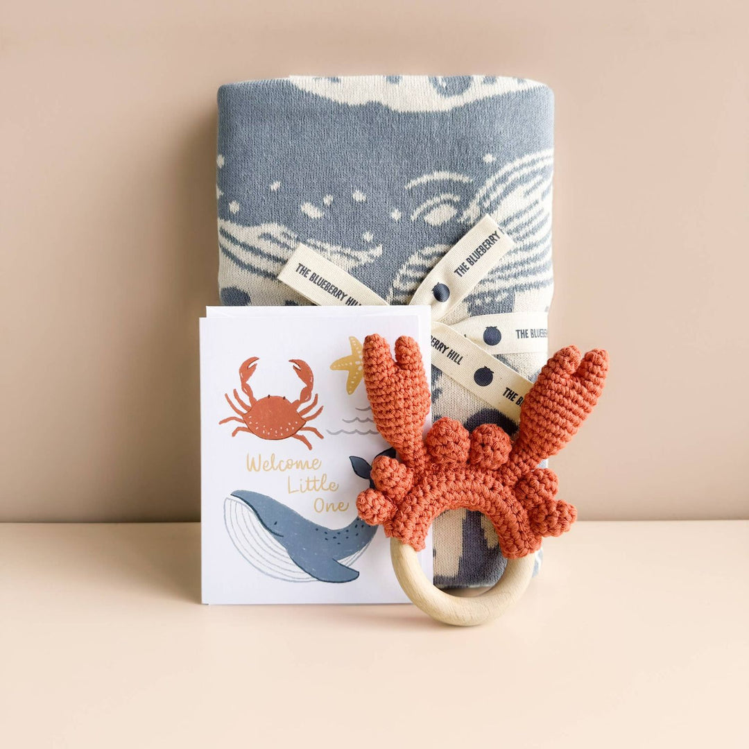 Teether Crab Crocheted Cotton Baby Gift Coastal Summer Beach Teether The Blueberry Hill