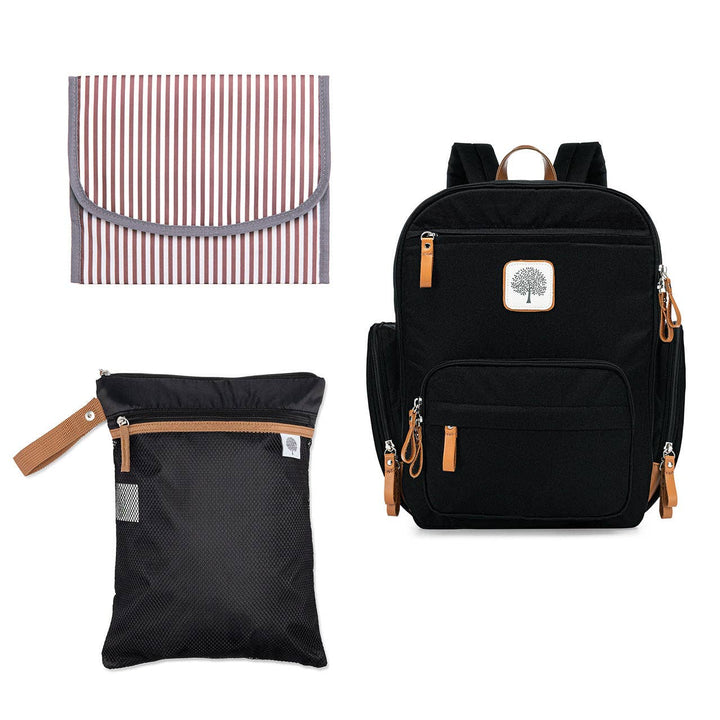 Parker Baby Company On-the-go Gift Set: Black Diaper Bag Parker Baby Co