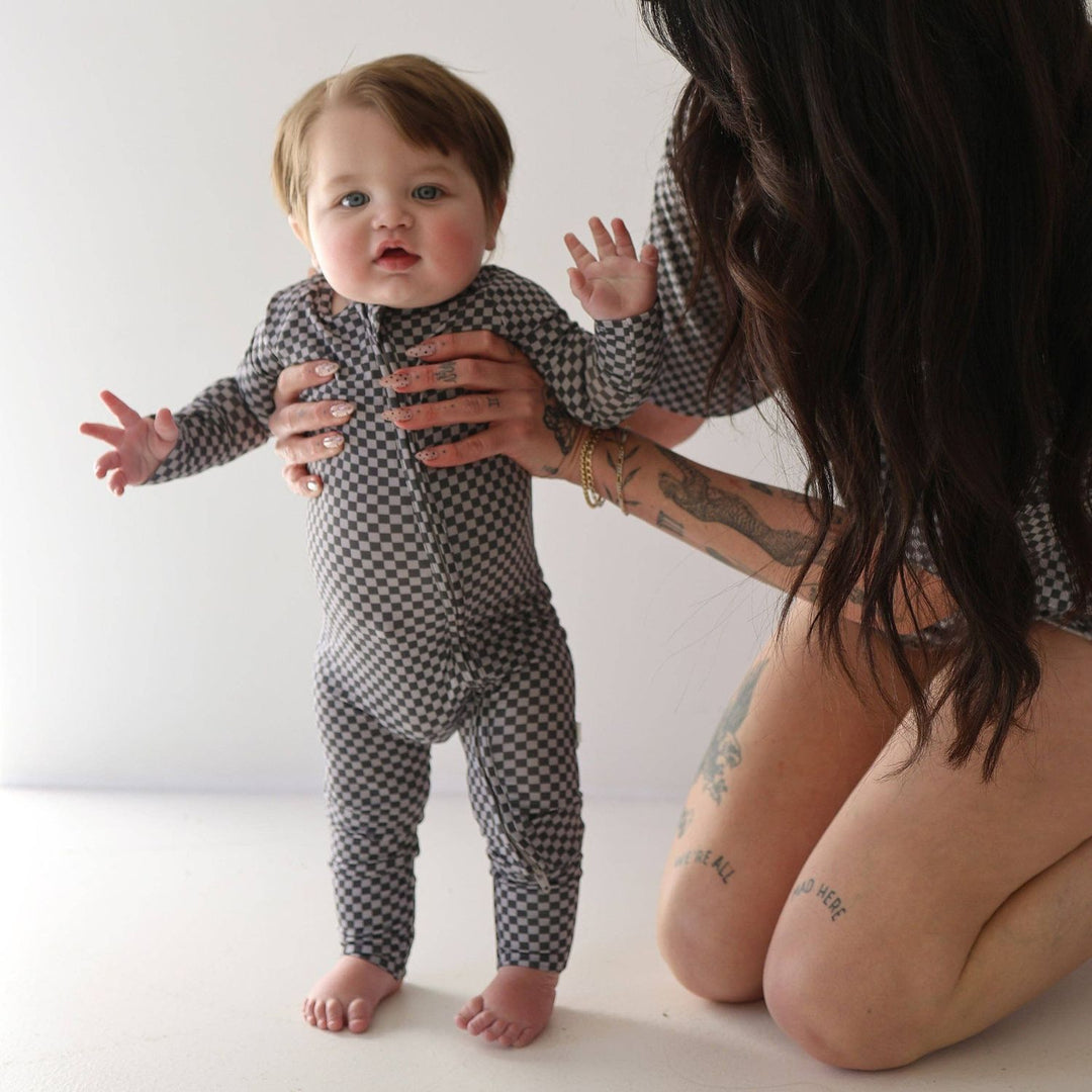 Forever French Baby Bamboo Zip Pajamas | Street Micro Check Pajamas & Footies Forever French Baby