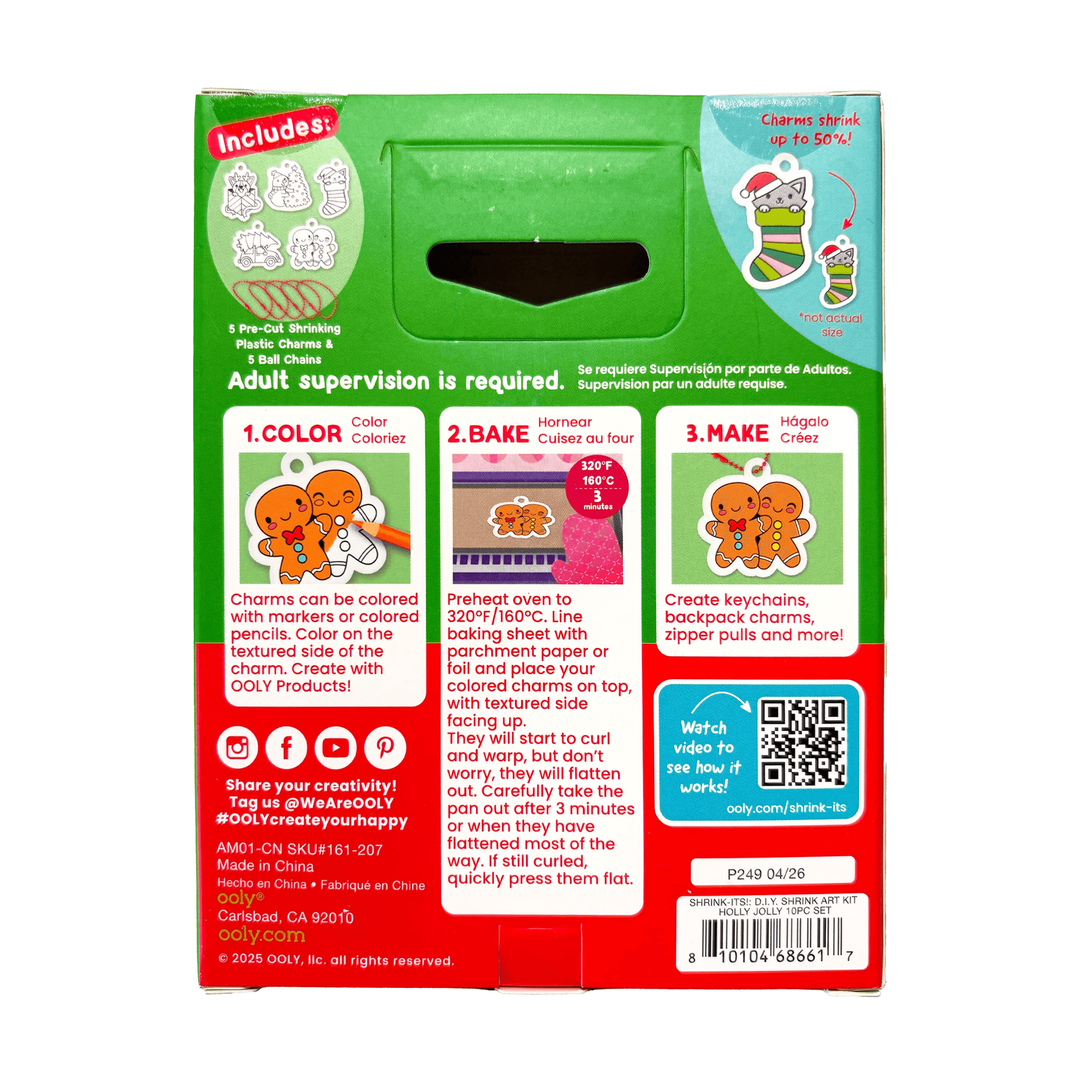 Ooly Mini Shrink-Its! DIY Shrink Art Kit - Holly Jolly Art Kit Ooly