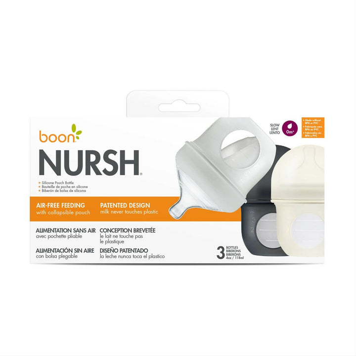Boon Nursh Bottle 4 Oz. - 3 Bottles - Gray Multicolor Bottles &amp; Sippies Boon