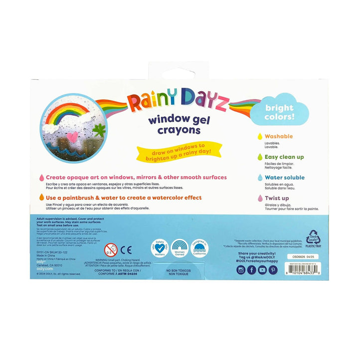 Ooly Rainy Dayz Window Gel Crayons - Set of 10 Crayons Ooly