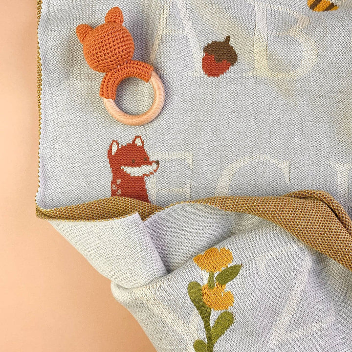 Alphabet Blanket Hat Teether Gift Set Baby Newborn Fox Baby Blanket The Blueberry Hill