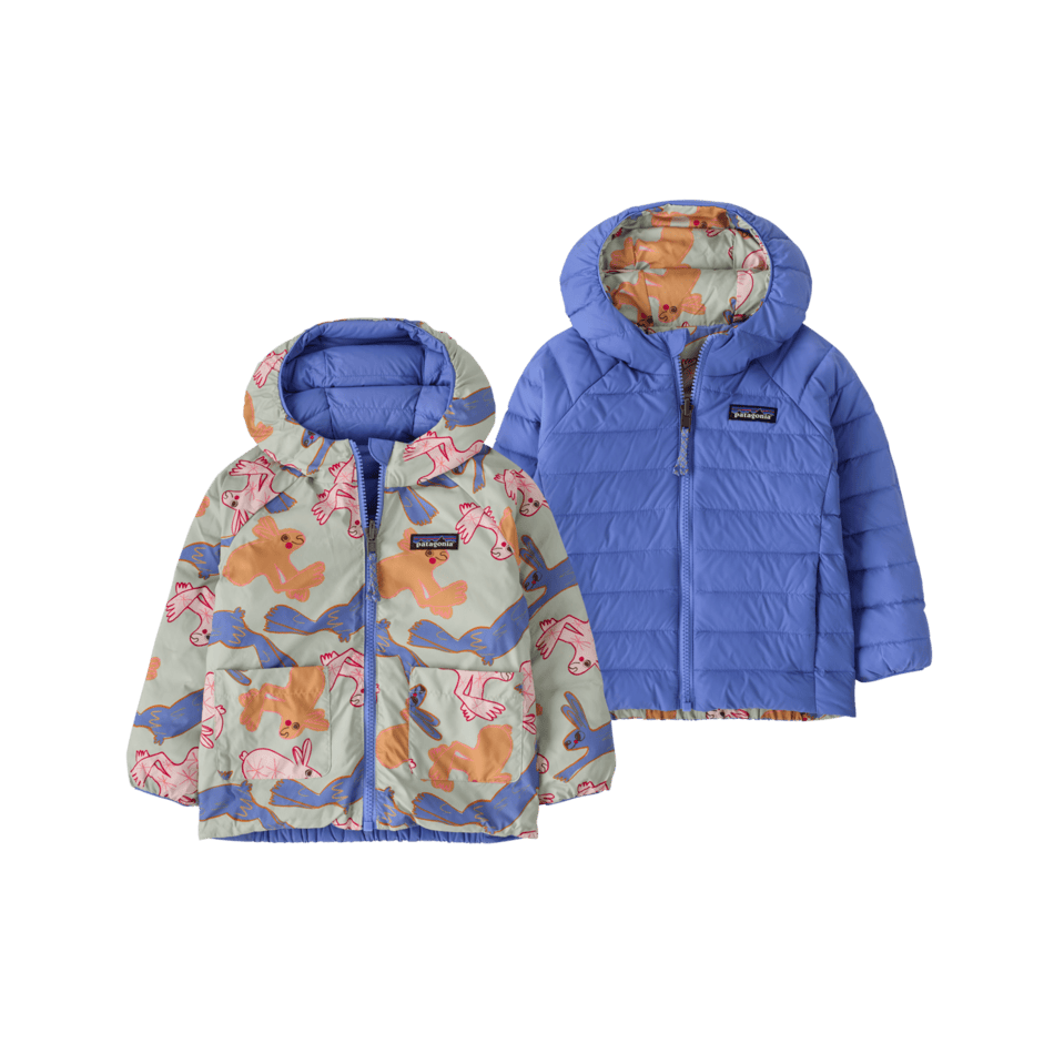 Fall 2026 Patagonia Baby Reversible Down Sweater Hoody Baby Jacket Patagonia Bunny Life: Flurry Green 6 months