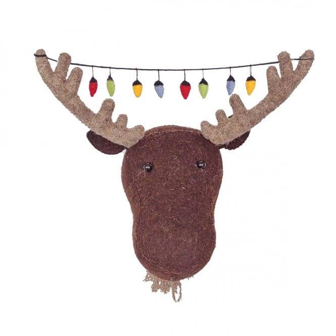 Mini Moose Head with Felt Christmas Lights Nursery Decor Fiona Walker