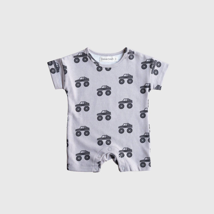 Forever French Terry Romper | Monster Truck Toddler Clothing Forever French Baby