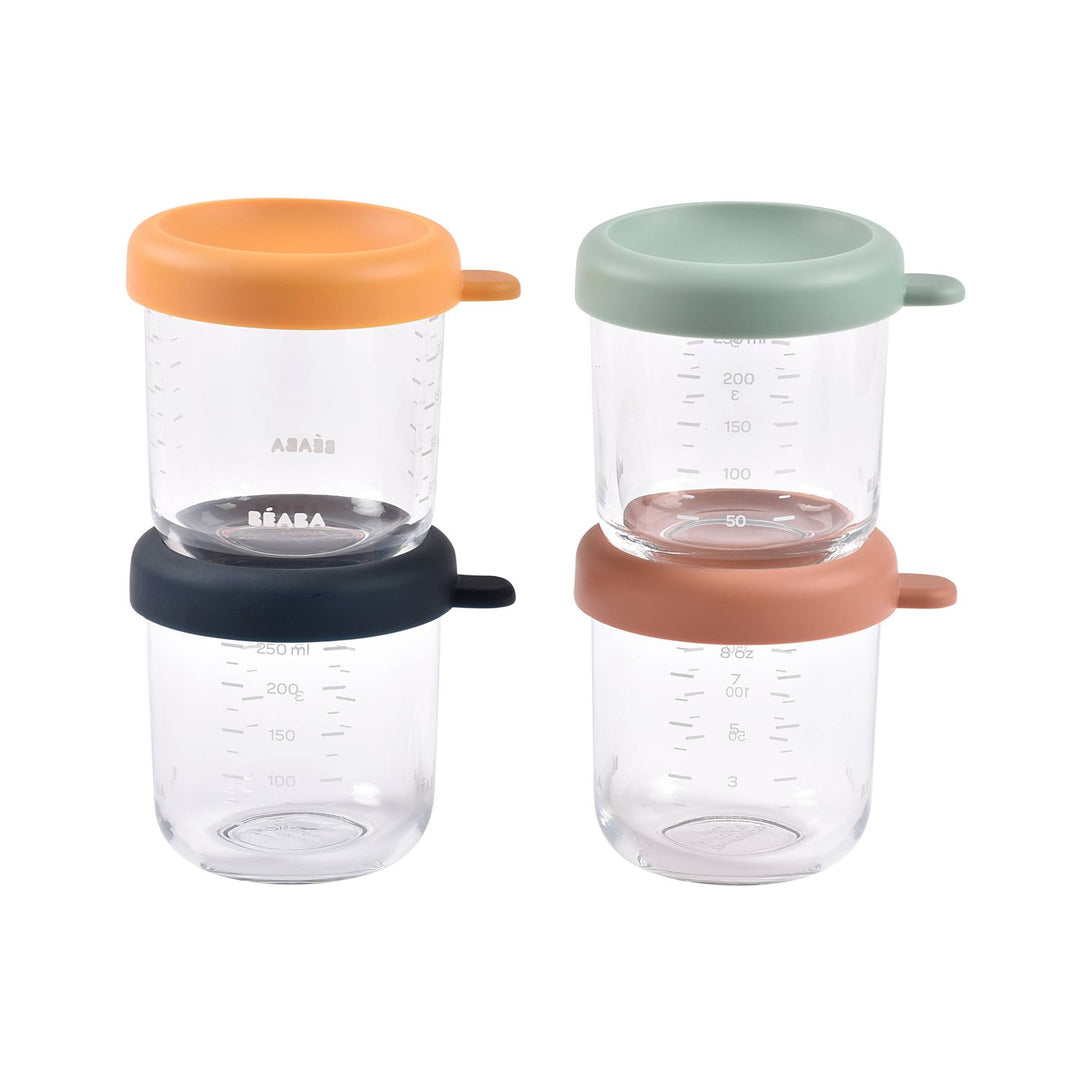 BEABA 4 Pack Glass Baby Food Jars-8oz- Sunrise food storage Béaba