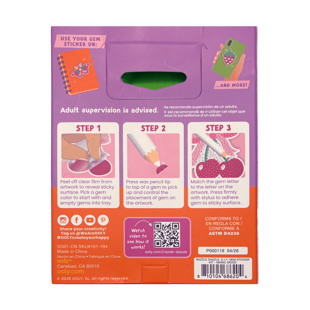 Ooly Mini Razzle Dazzle DIY Gem Sticker Kit - Magic Mood Art Kit Ooly