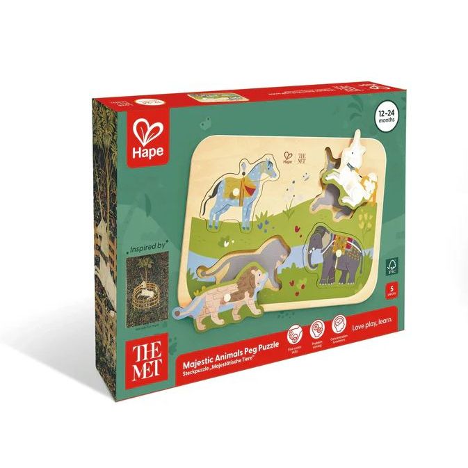Hape - The Met - Majestic Animals Peg Puzzle Puzzles Hape