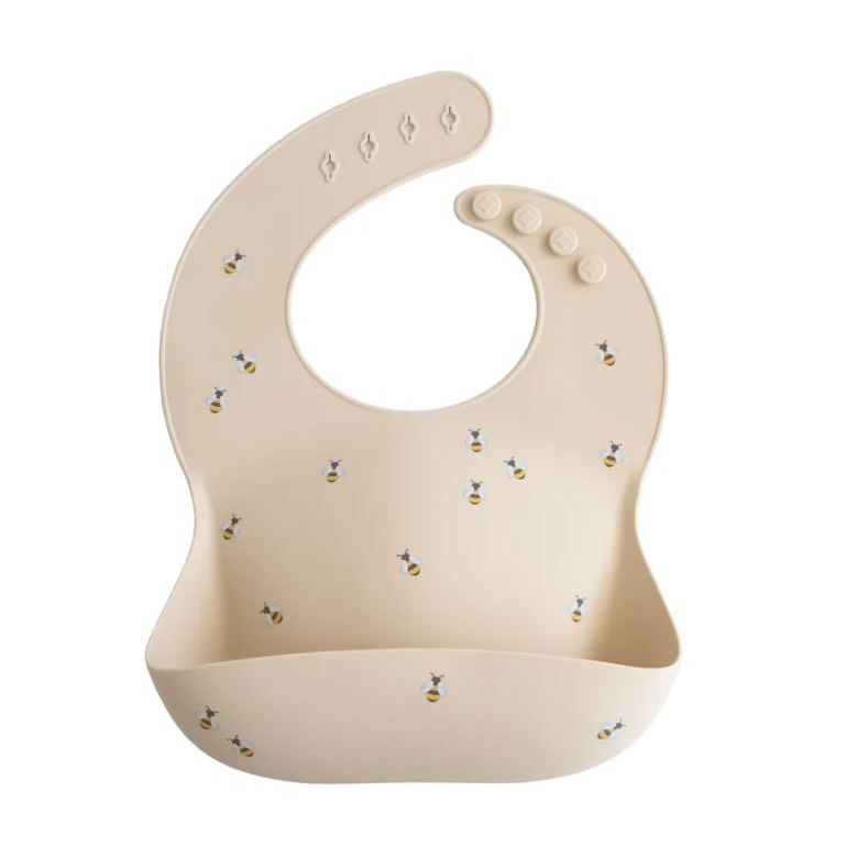 Mushie Silicone Baby Bib Mealtime Mushie Bees