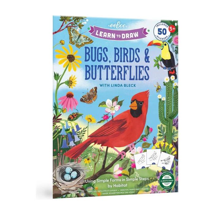 eeBoo Learn To Draw- Bugs, Birds & Butterflies Sketchbook eeBoo