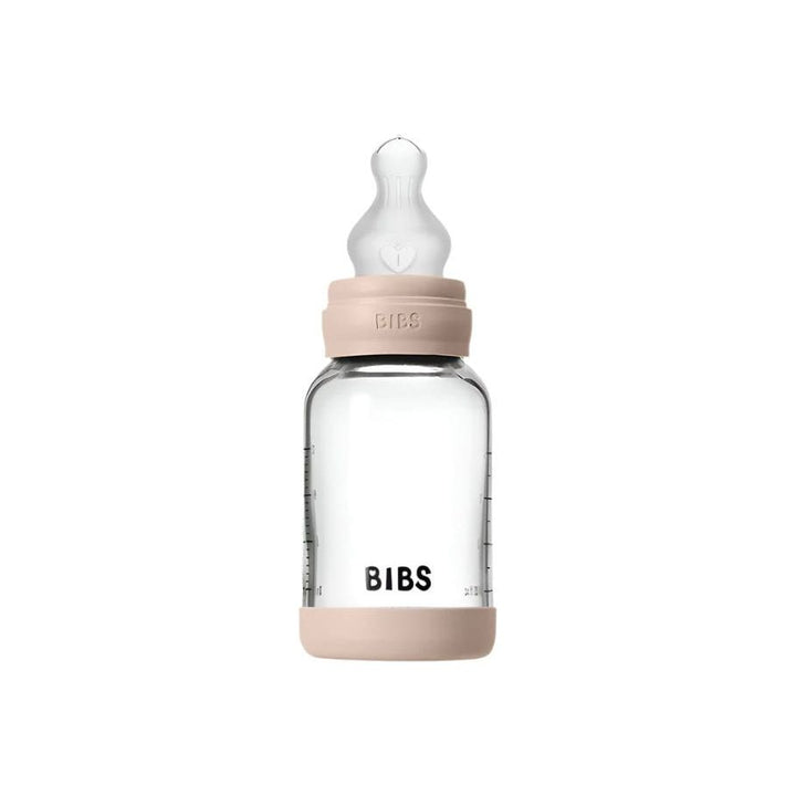 BIBS Baby 4oz Silicone Glass Bottle with Bumper Glass Bottle BIBS USA Blush
