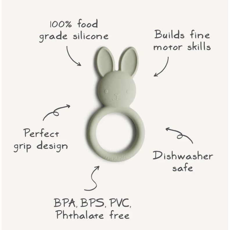 Mushie Bunny Teether Ring Pacifiers and Teething Mushie