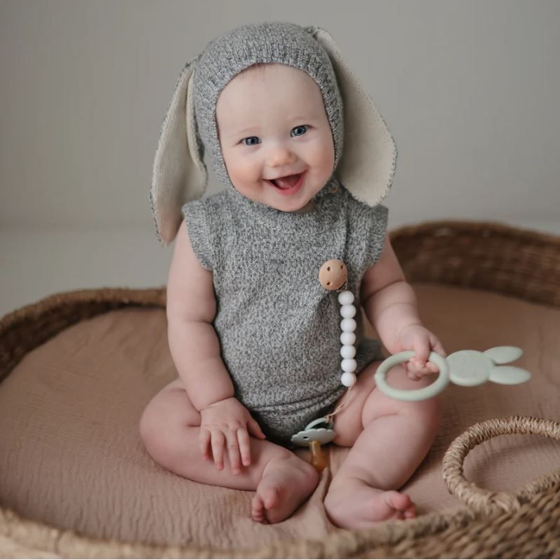 Mushie Bunny Teether Ring Pacifiers and Teething Mushie