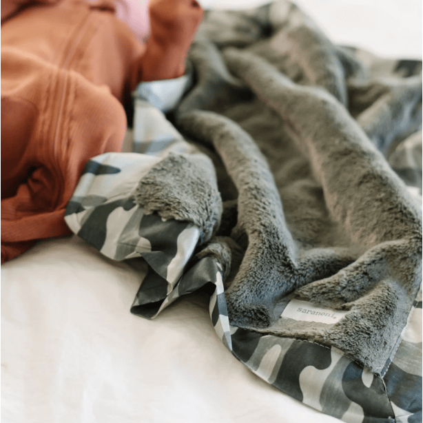 Saranoni Satin Border Receiving Blankets Swaddles &amp; Blankets Saranoni Camo