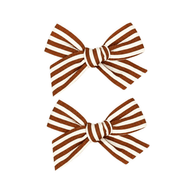 Lou Lou &amp; Company - Cocoa Stripe Bow -Alligator Clip Set