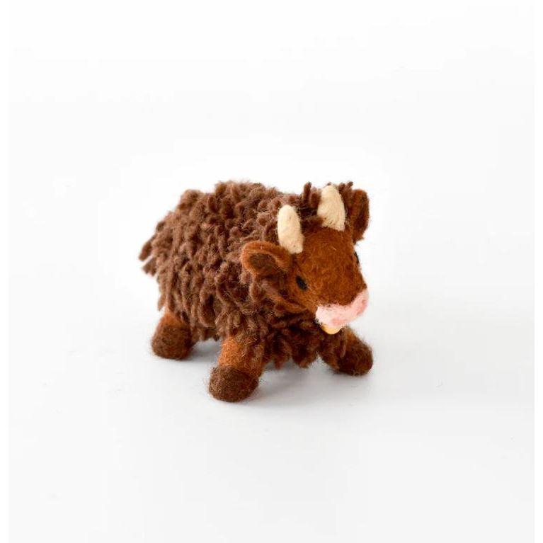 Tara Treasures Felt Highland Cow Toy - Dark Brown Felt Toy Tara Treasures