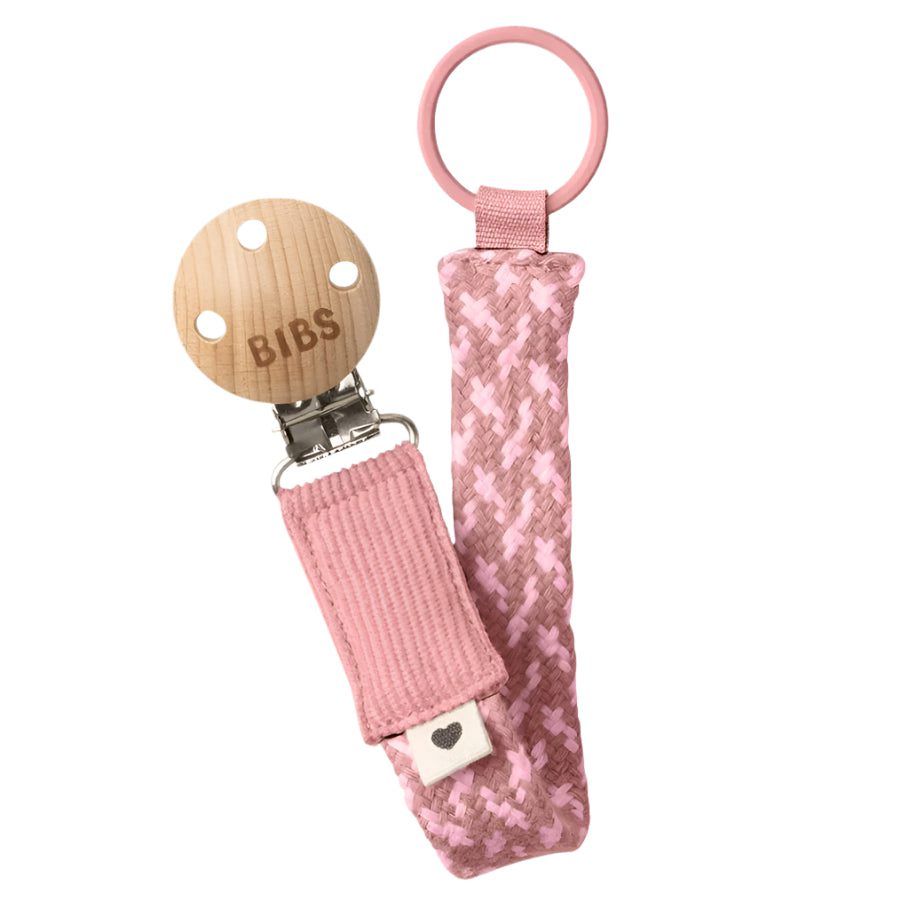 BIBS Braid Pacifier Clip Pacifier Clips &amp; Holders BIBS USA Dusty Pink/Baby Pink