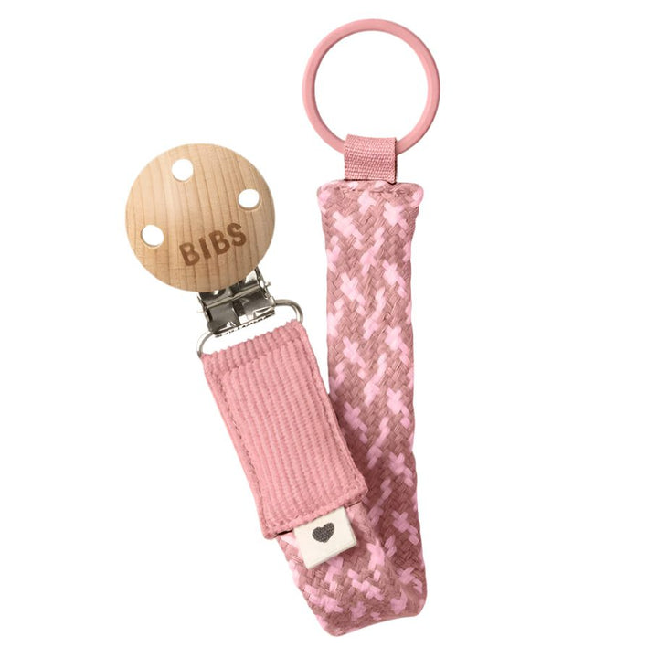 BIBS Braid Pacifier Clip Pacifier Clips &amp; Holders BIBS USA Dusty Pink/Baby Pink