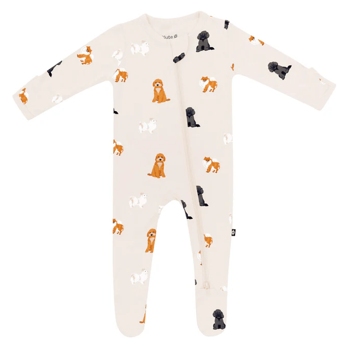 Kyte Baby Zippered Footie Prints Footie Kyte Baby NB Fluffy Dog