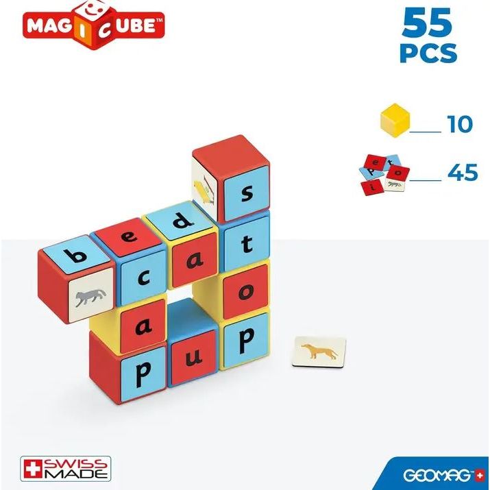 GeoMag Magicube Learning Set Word Building 55PCS Magnetic Blocks Geomag Magicube