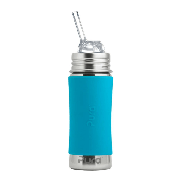 Pura Non Insulated Kiddo Straw Cup w/ Sleeve Bottles &amp; Sippies Pura Stainless Aqua