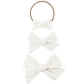 Lou Lou &amp; Company Linen Medium Bow - Handband Headband Lou Lou &amp; Company Ivory Stripe