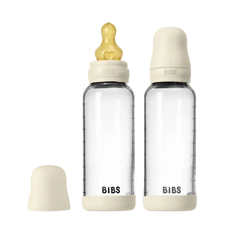 BIBS Baby Glass Bottle Set 8oz 2 Pack Latex - Ivory Glass Bottle BIBS USA Ivory