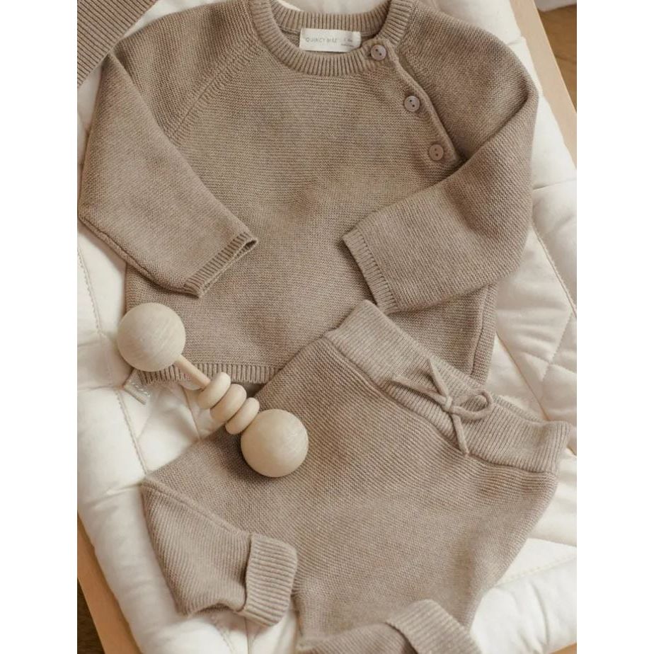 Quincy Mae Essentials Bailey Knit Pant Heathered Mocha Tops &amp; Bottoms Quincy Mae