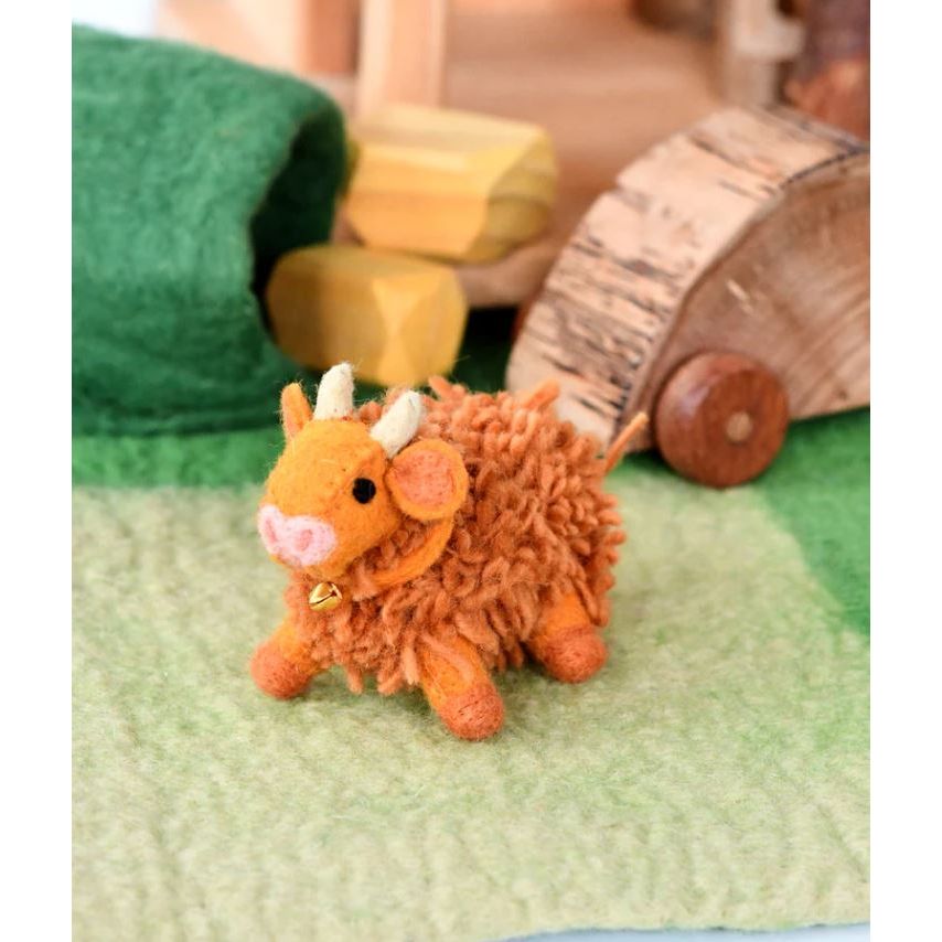 Tara Treasures Felt Highland Cow Toy - Light Brown Felt Toy Tara Treasures